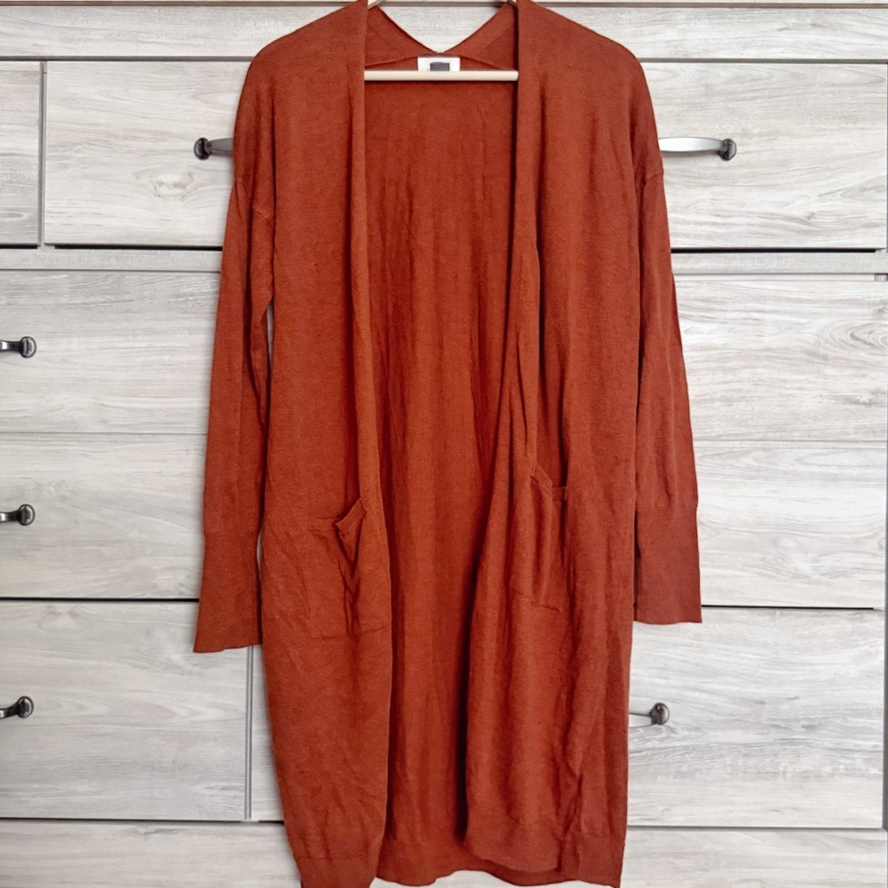 Old Navy Longline Cardigan Sweater Size Small Rust Orange